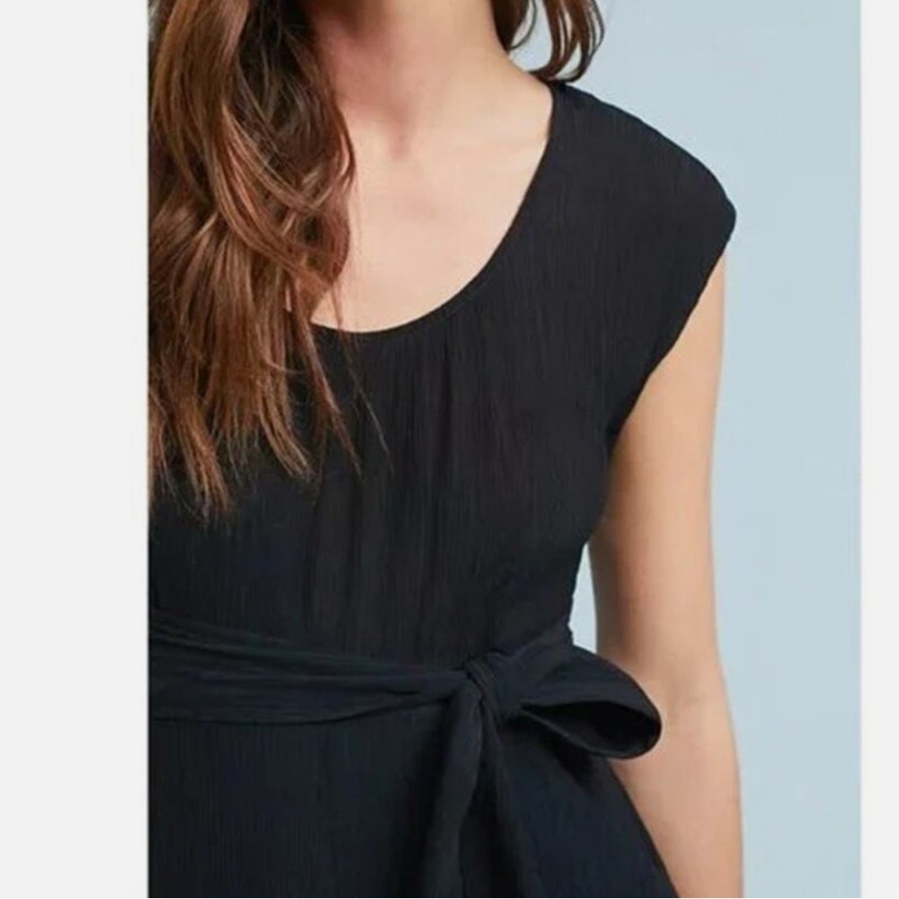 Anthropologie Abbey crepe wide leg crop jumpsuit sz 0 oversized!! Black zipper